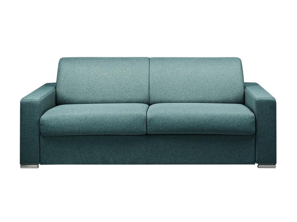 Sofá cama de 4 plazas de tela de apertura rápida CALITO - Azul - Cama de 160 cm - Colchón de 14 cm