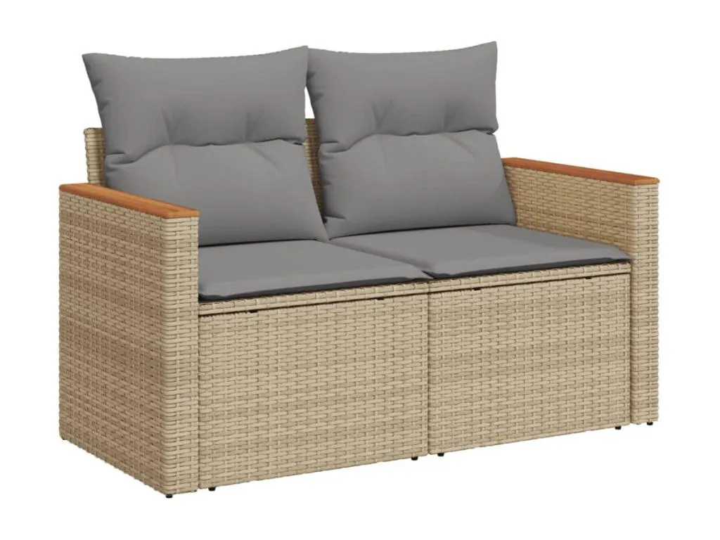 Boverdeco Juego de sofás jardín con cojines beige mezcla 9 pzas ratán PE