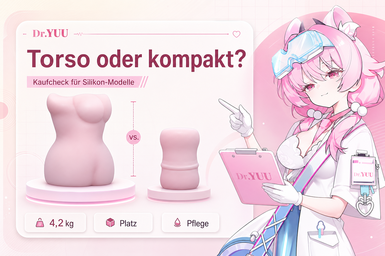 Großer Silikon-Torso-Masturbator neben einem kompakten Onahole als Größenvergleich
