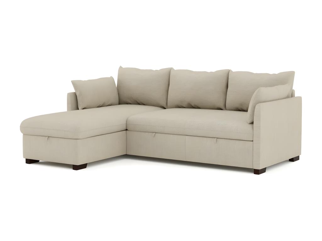 Sofá chaise longue 3 plazas reversible poliéster beige
