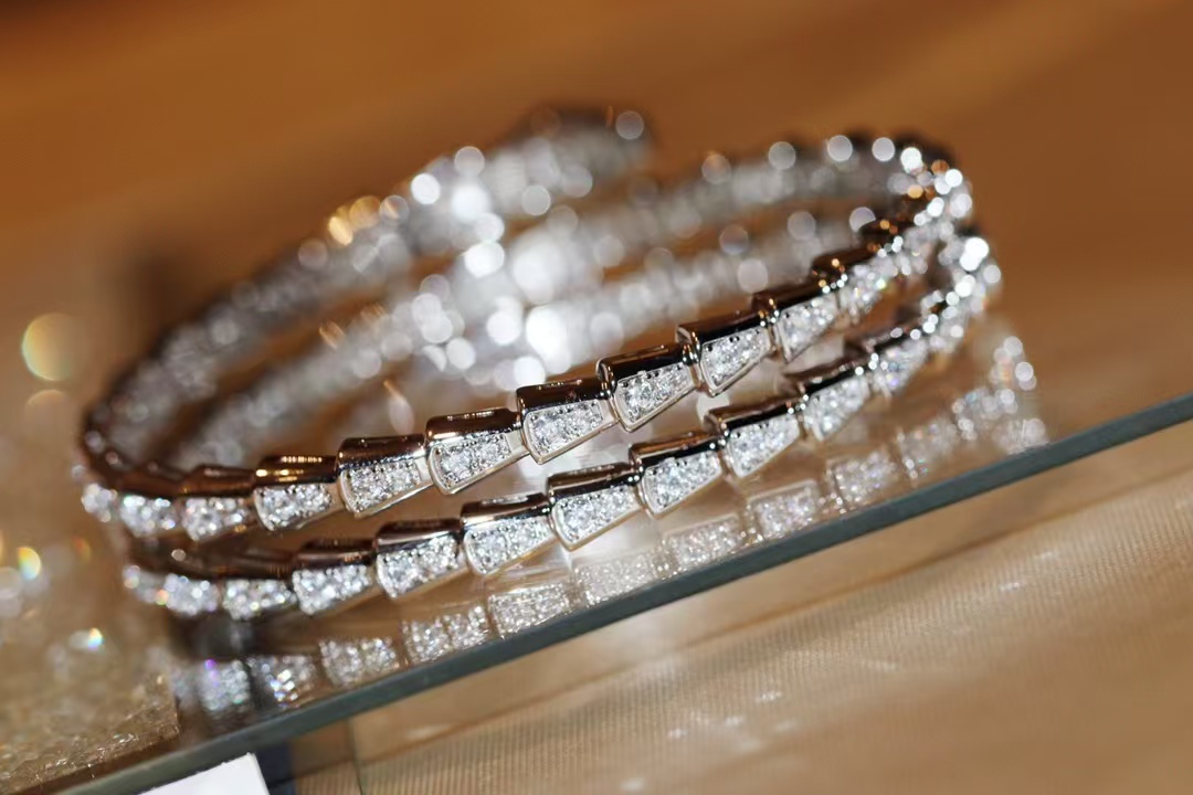 Bvlgari Serpenti Viper Bangle Bracelet - Full Diamond - Original Replica Club