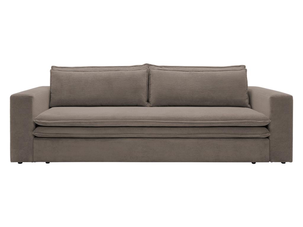 Sofá cama de 3 plazas de terciopelo acanalado color topo TILIA