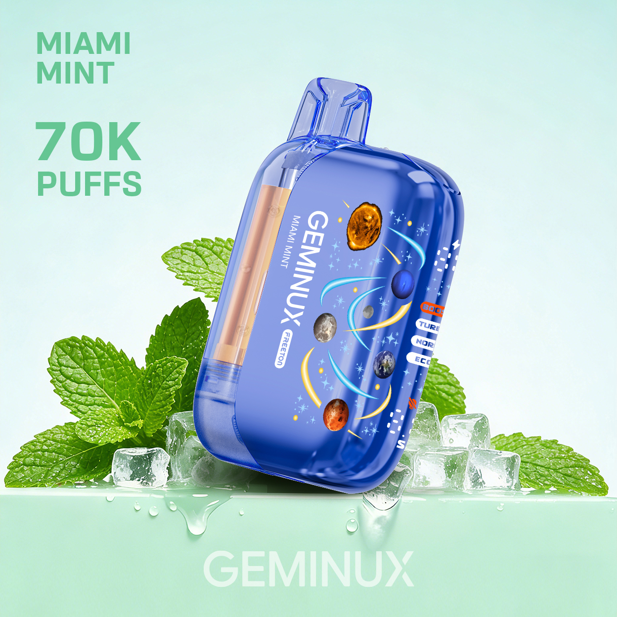 GEMINUX Pocket Galaxy Vape, 70000 Puffs Dual Mesh Coil Pocket Size Disposable Device
