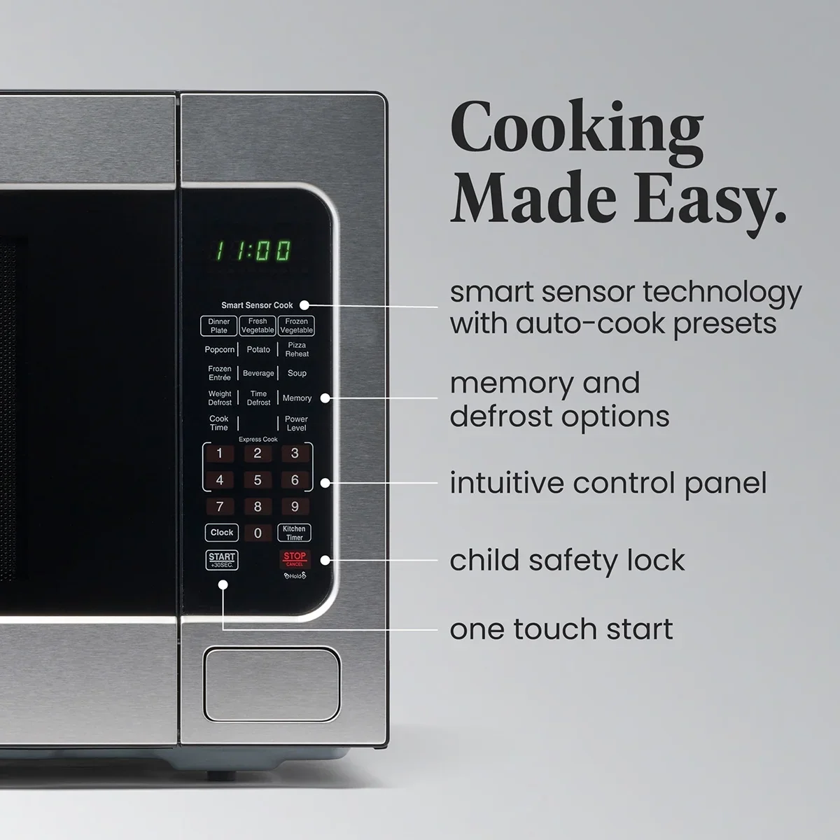 Farberware FMGZ09BKA 0.9 Cu. Ft. Microwave Oven, 900W, Digital Control, LED Display, 6 Cooking Presets, Black