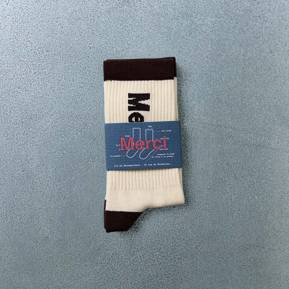 Merci - Chaussettes Scrappy - Ecru Marron