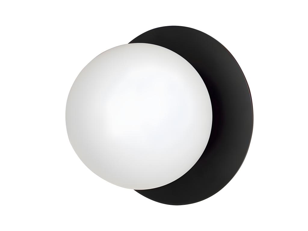 Aplique de pared Meltis estilo moderno circular negro con esfera de cristal 1xE14