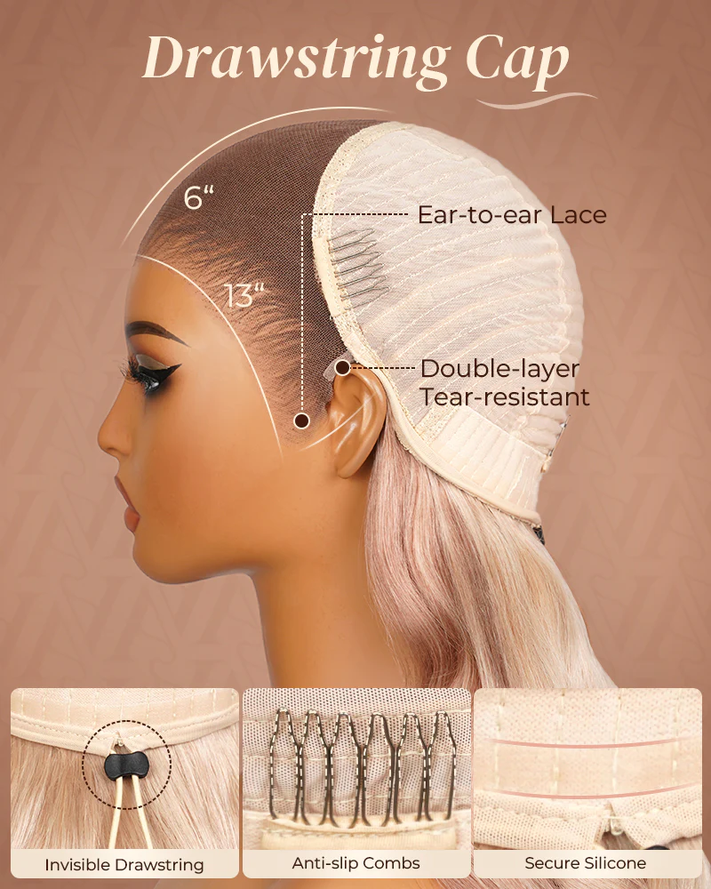 Pure-Luxe™ Blonde Highlights Light Color P10/613 Straight Pre-Cut 13x6 Lace 250% Ultra-Dense Glueless Human Hair Wig