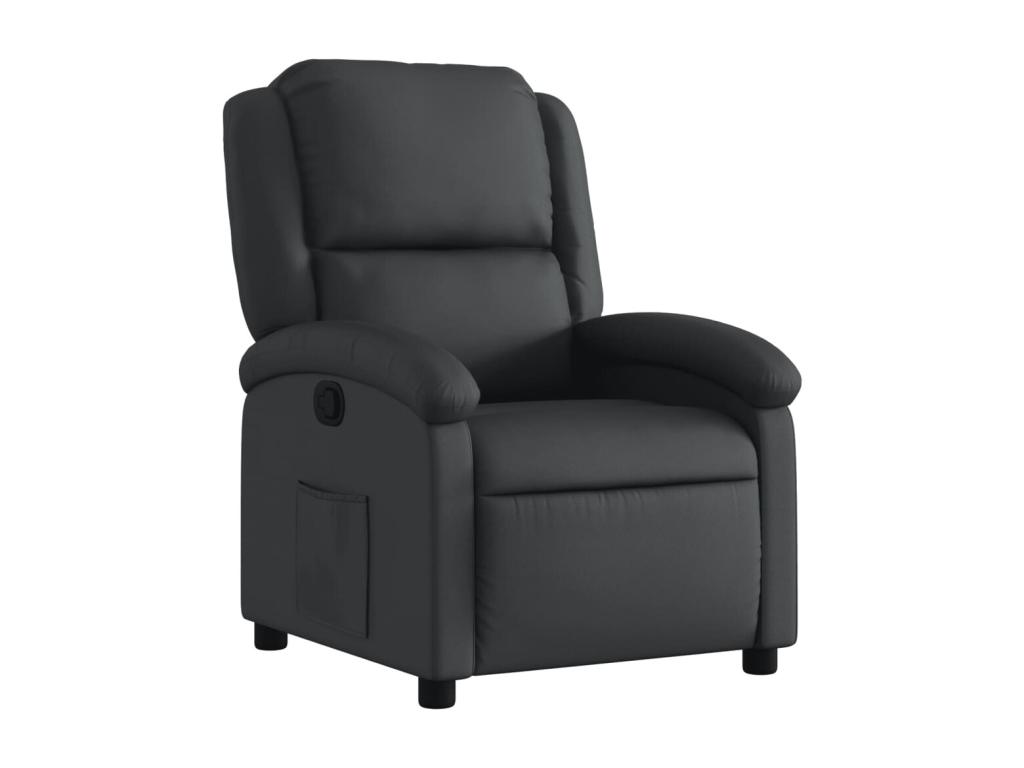 Sillón reclinable de cuero auténtico negro
