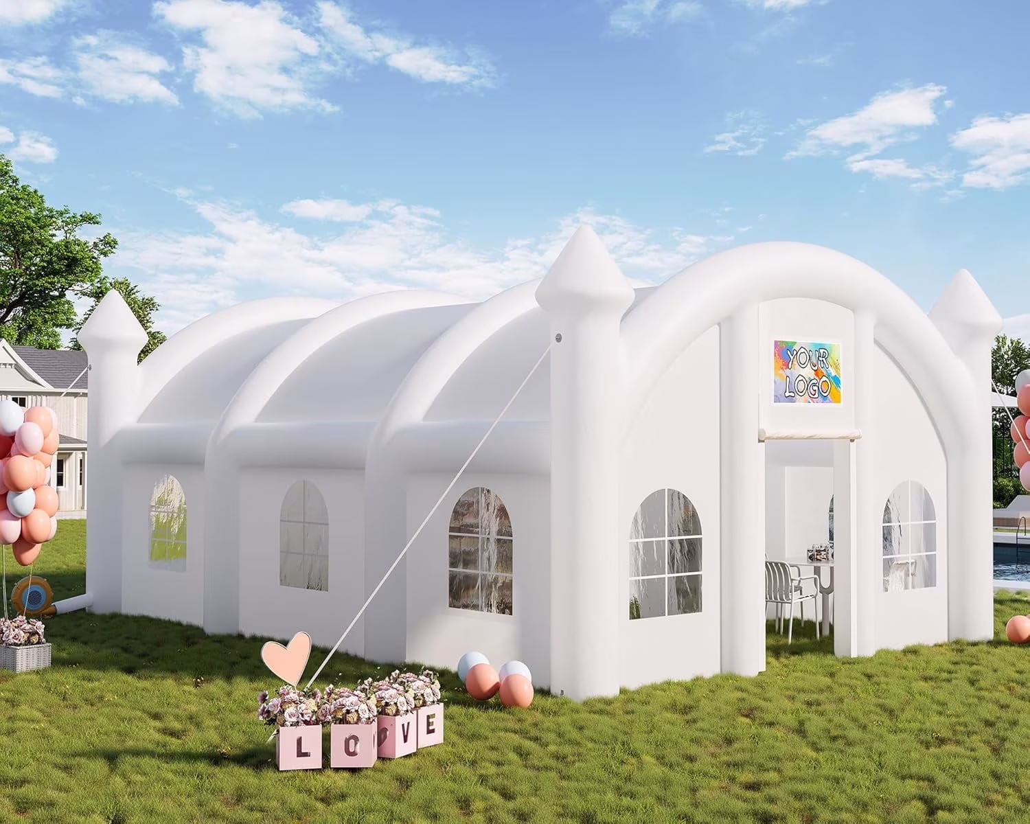 Jocisland 20x16x14 ft Large Black Inflatable Night Club Tent for Adults with 2 Side Doors, Inflatable Nightclub with Logo Area Gazebo Event House - Image 4