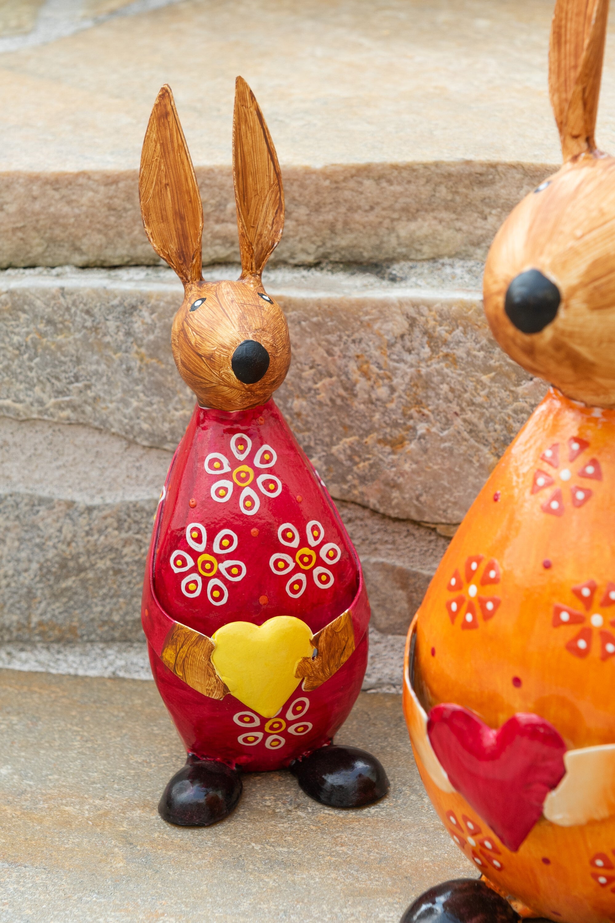 J-Line figuur Konijn Met Hart - ijzer - mix - large - 3 stuk