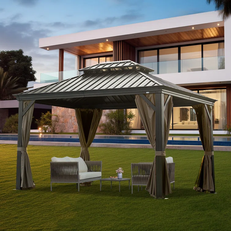 WAYFAIR Calaro 12 Ft. W X 10 Ft. D Galvanized Steel Patio Gazebo