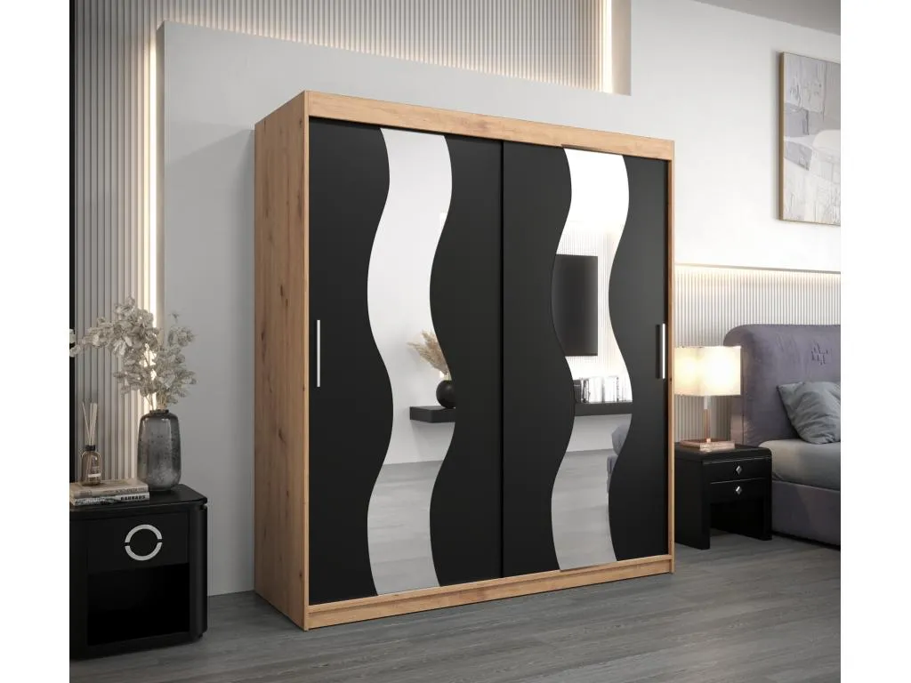 Armario Boverdeco de puertas correderas 200/180/62 2 puertas (artisan/negro)