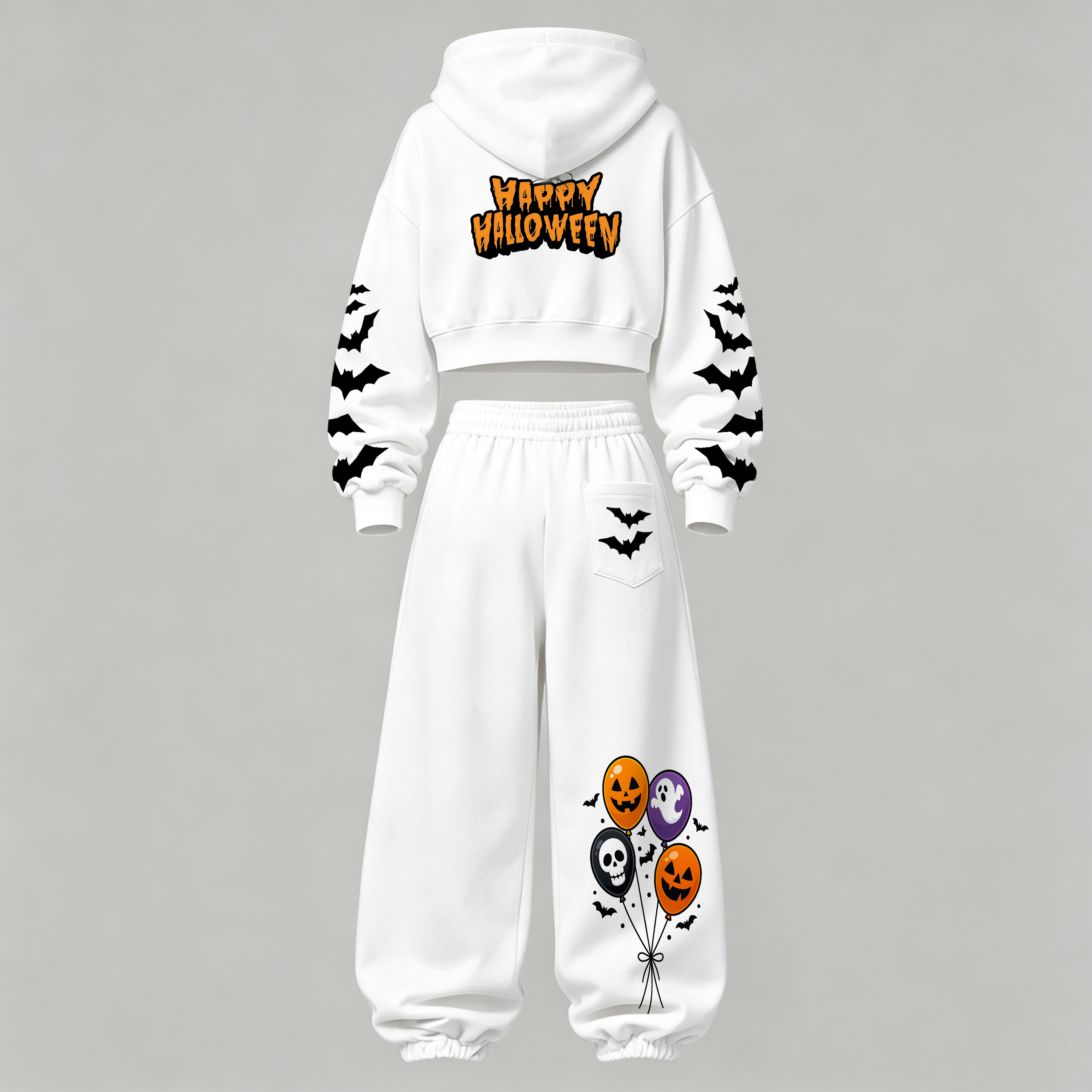 Pokémon Halloween Series Cropped Long Sleeve Hoodie & High Waist Jogger Pants Two Piece TeeThreads Sustain the Scene with Custom Apparel