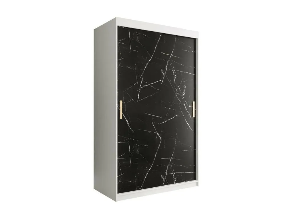 Armario Vivirsingular 247 combinación de mármol negro y mate blanco dimensiones 200x120x62 cm con 4 estantes eabt16946