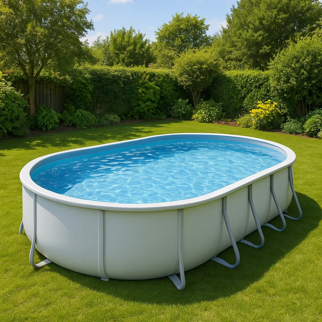 piscina tubular ovalada, piscina desmontable ovalada blanco hielo, blanco hielo, metal y PVC, jardín y exteriores, 488x305x107 cm IVZGCTR619mL