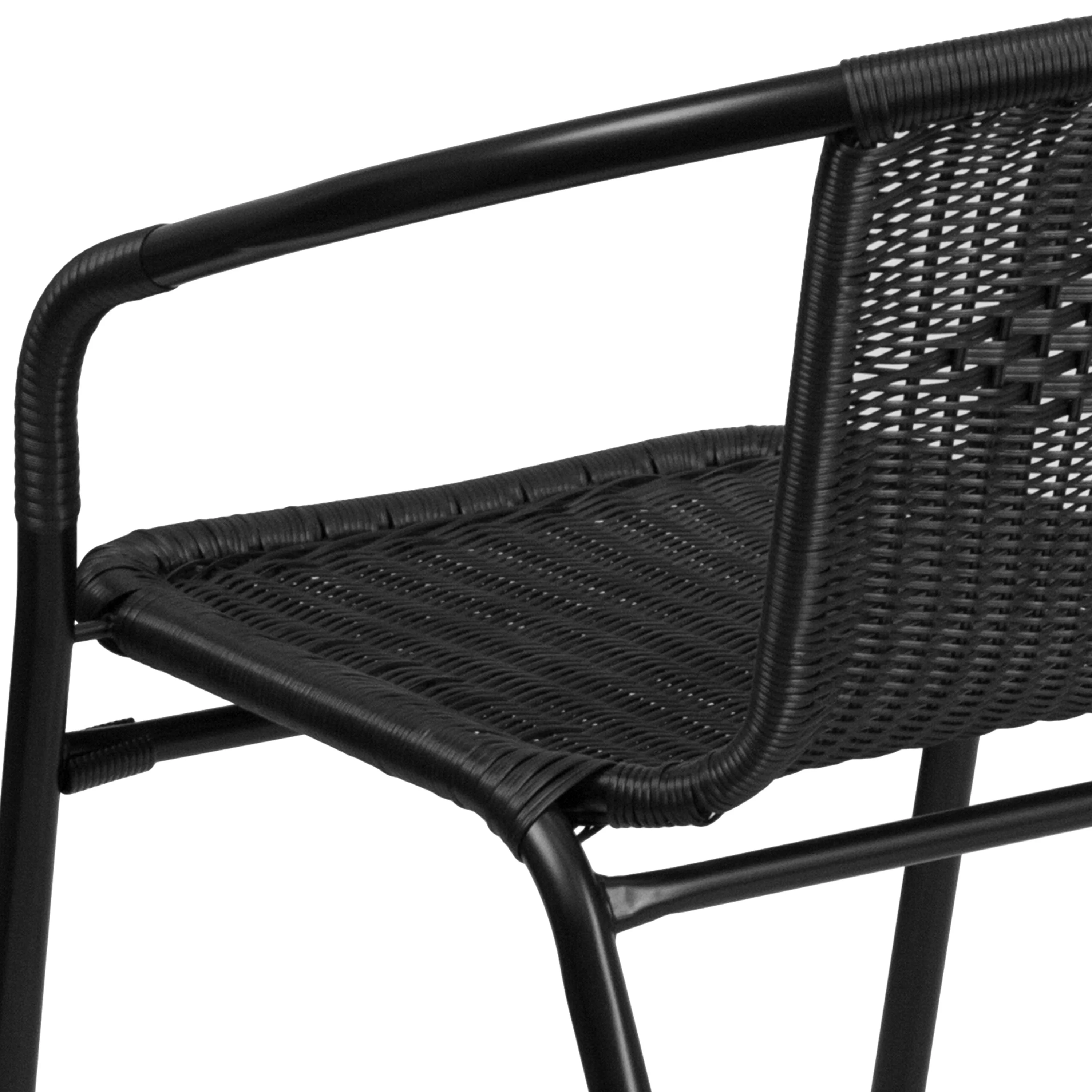 Emma + Oliver Indoor/Outdoor Stacking Rattan Restaurant Patio Chairs, Set of 2, Gray - Image 22