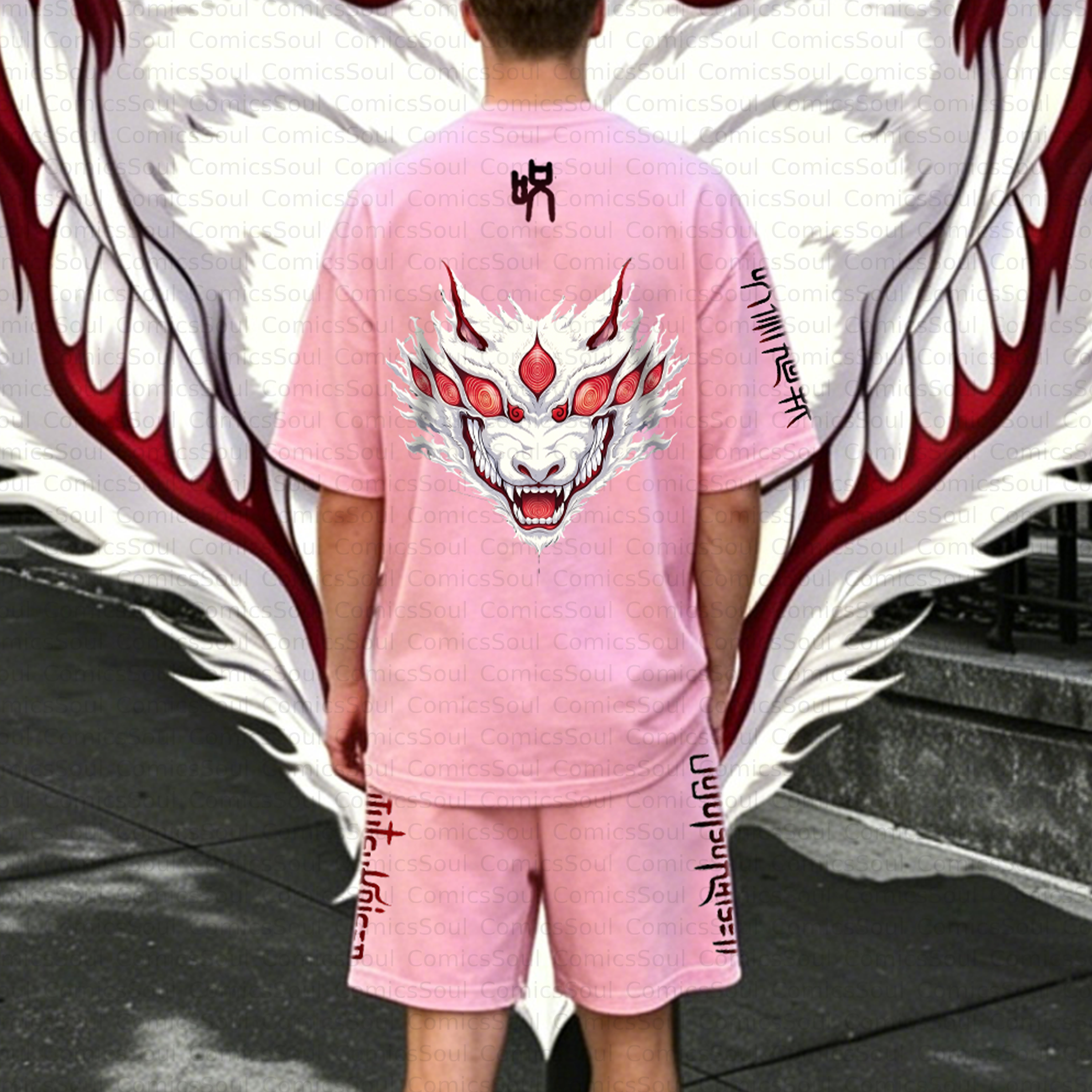 Unisex Anime Inspired Vintage T-shirt& Shorts 2 Pieces Set