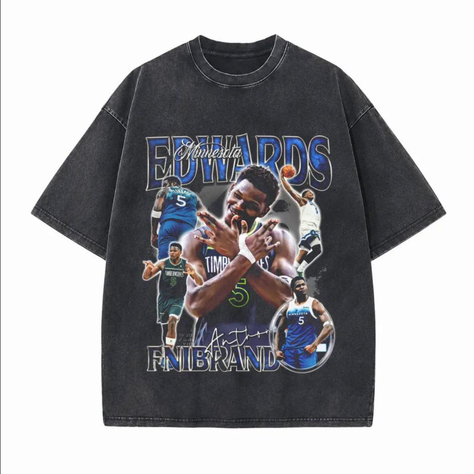 Classic Action Shots of NBA Stars Printed Unisex Washed T-Shirt