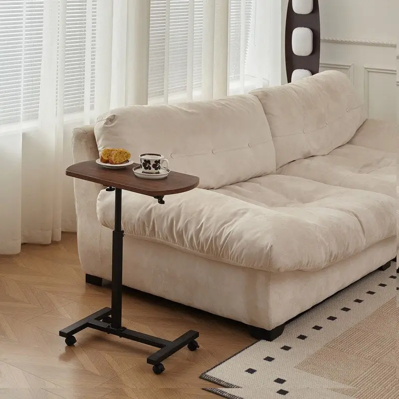 Mieres Adjustable C-Shaped End Table with Metal Frame - Mobile 360° Flip Swivel Couch Table