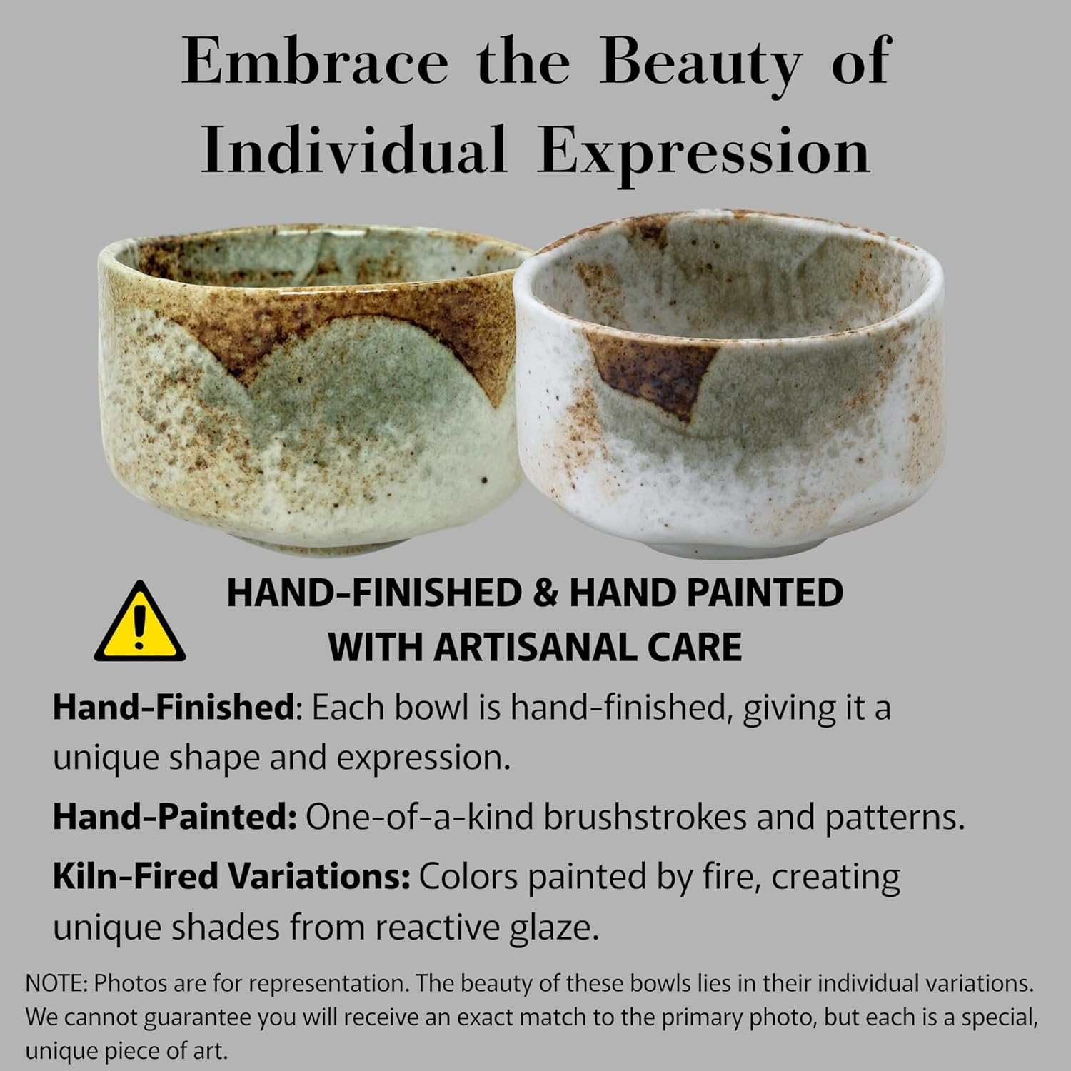 Ceramic Matcha Tea Bowl Authentic Japanese Tea Ceremony Pottery, Mino Ware Made in Japan, Yukishino Snow