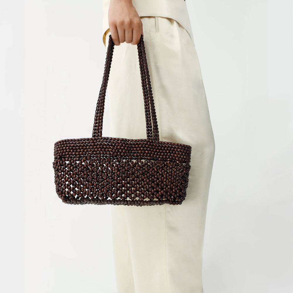 Cordera - Sac de Perles en Bois - Marron