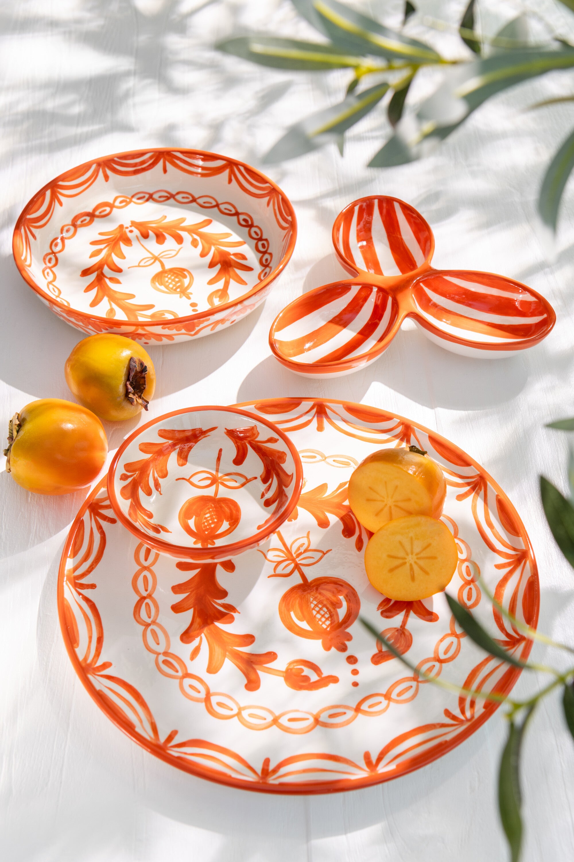 J-Line bord Granada - keramiek - wit oranje