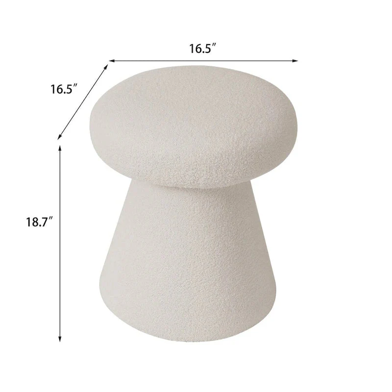 Adeco Large Soft Mushroom Ottoman - Versatile Foot Stool for Living Room and Bedroom
