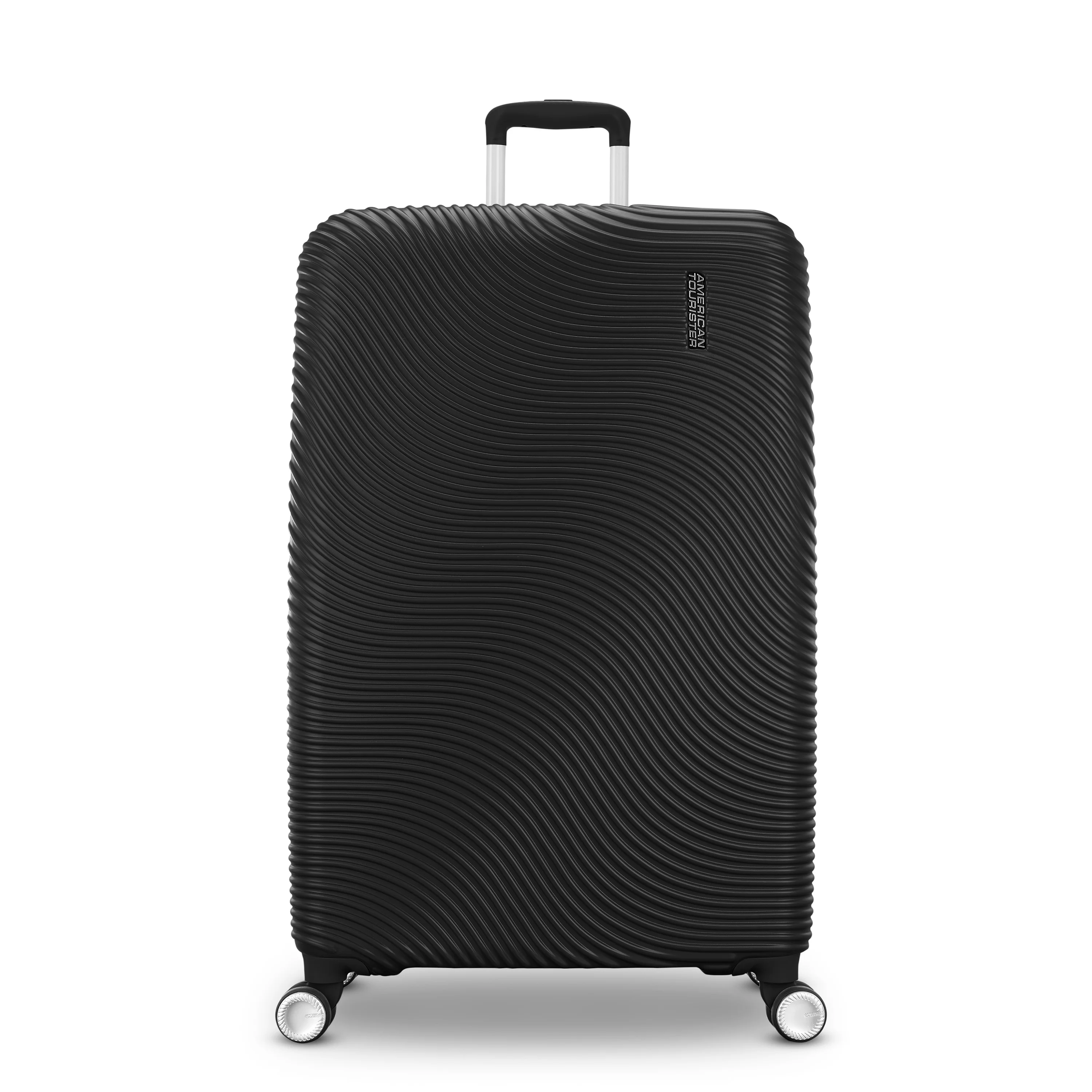 American Tourister Color Waves Large Checked Suitcase with Spinner Wheels - Black - Image 2
