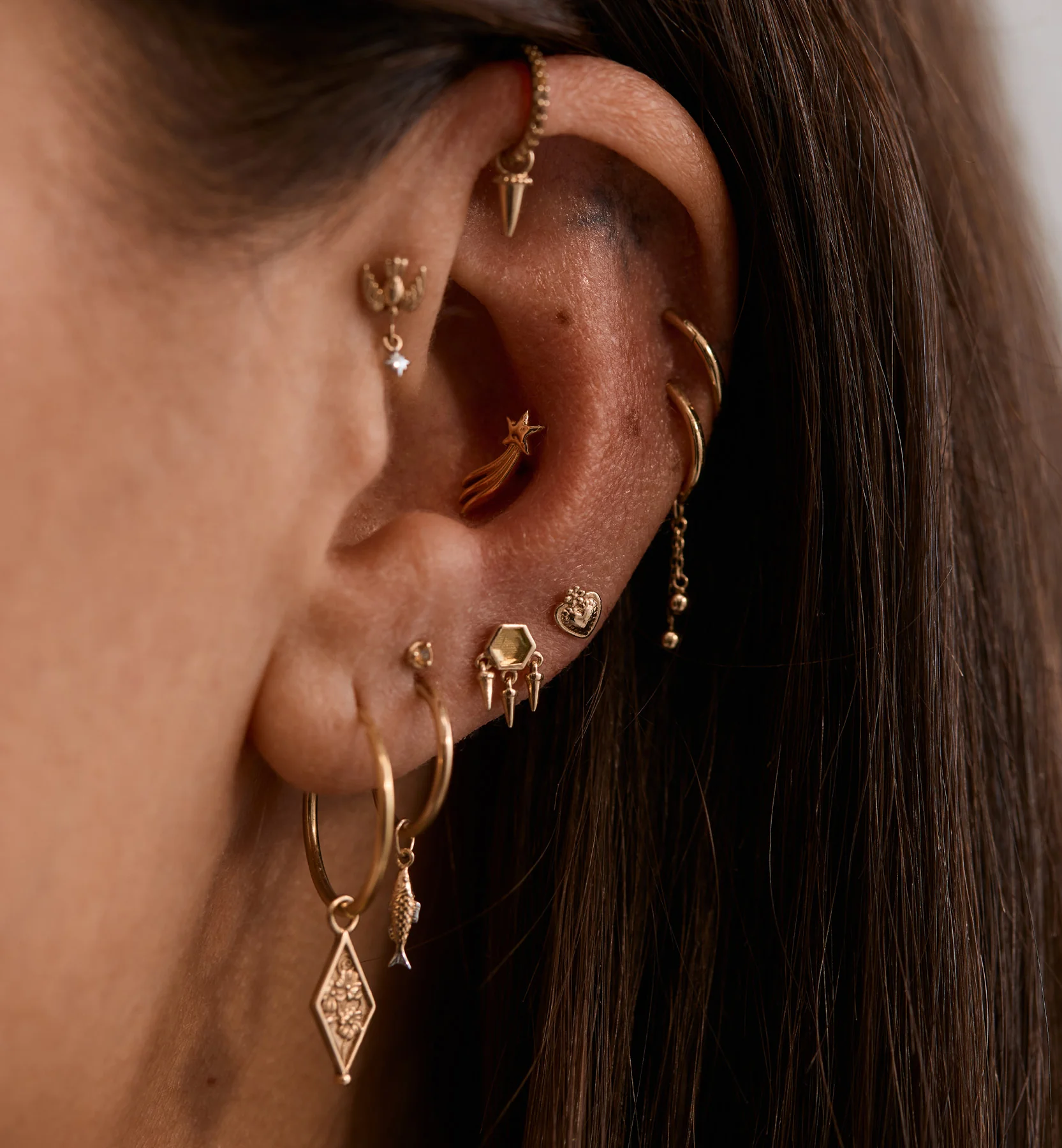 Meteor Piercing Front 14K