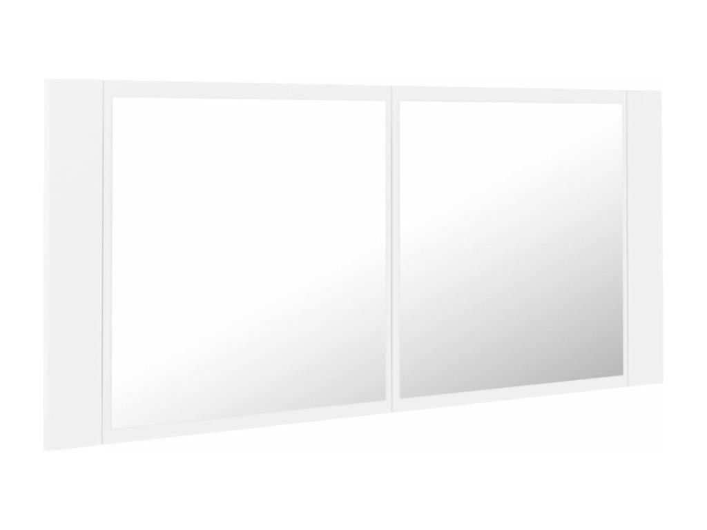 Armario espejo de baño con luz LED acrílico blanco 100x12x45 cm