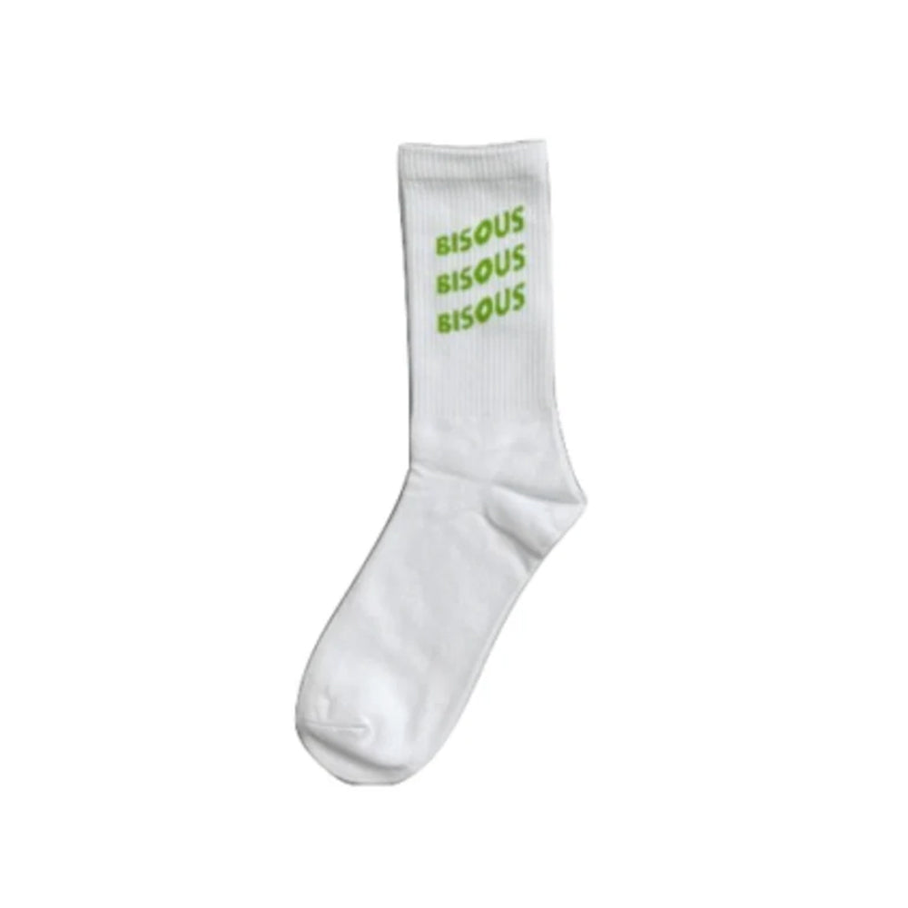 Bisous Skateboard - Chaussette Sonics - Blanc & Vert