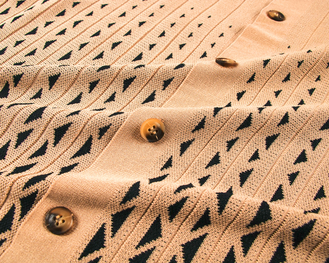 Cafe Criss-Cross Pattern Walking Suit Long Sleeve Set