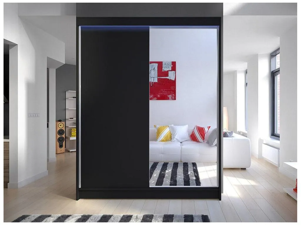 Armario Alkihogares 140 Negro 200x150x58cm Puertas de armario - Correderas