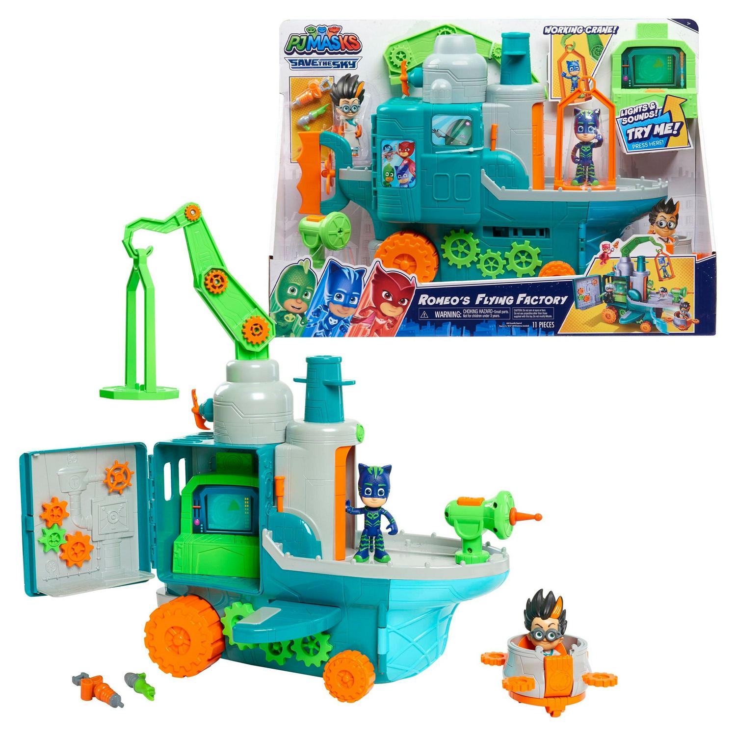 PJ Masks Romeo - S Flying Factory Playset with Lights. Sounds. and Secret Compartment. Kids Toys for Ages 3 Up. Gifts and Presents