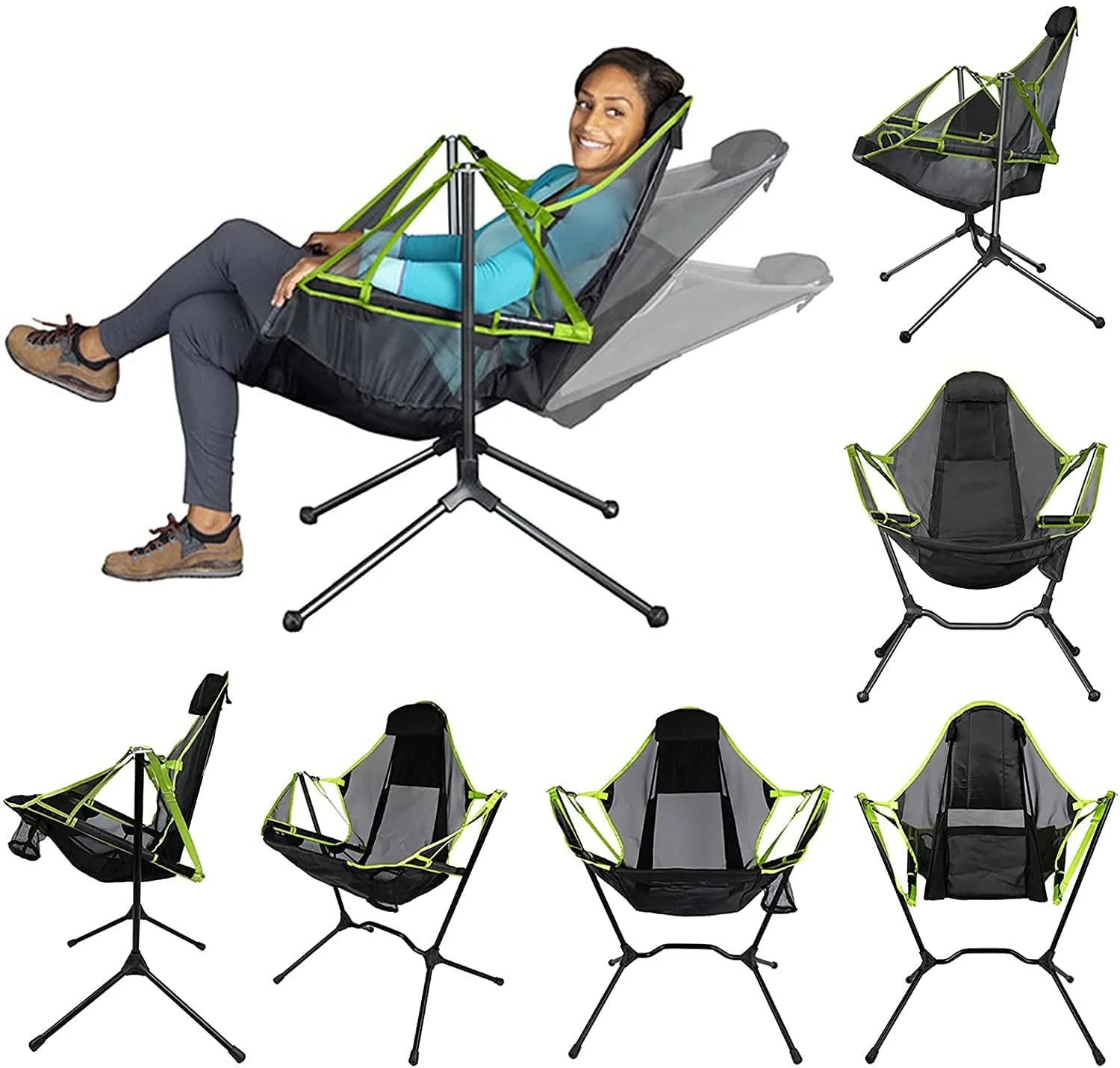 VEANERWOOD Folding Rocking Camping Chair With Pocket, Steel, 330lbs Capacity - Image 6 VEANERWOOD Folding Rocking Camping Chair With Pocket, Steel, 330lbs Capacity - Image 6
