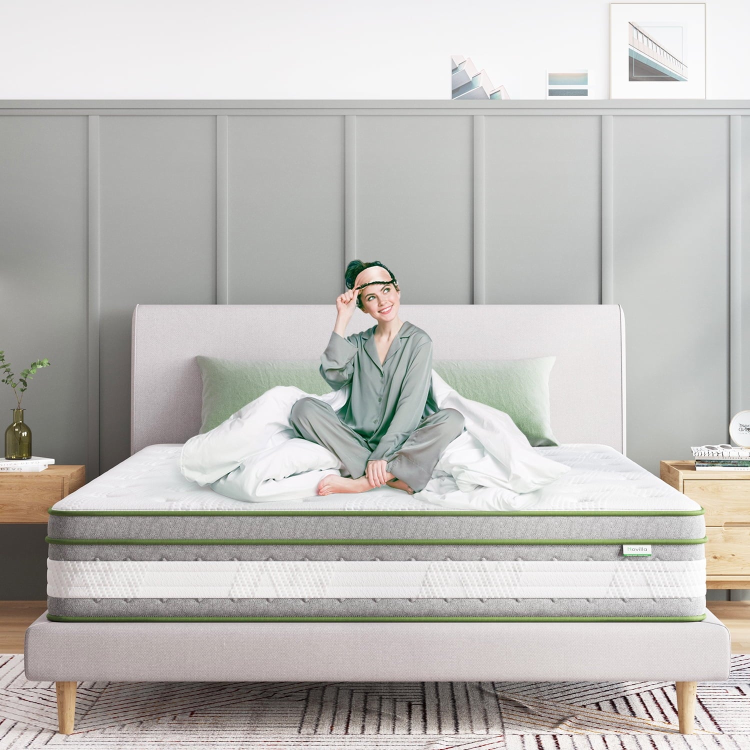 12 inch Queen Mattresses. Pocket Spring Hybrid Mattress with Gel Memory Foam for Cool Sleep