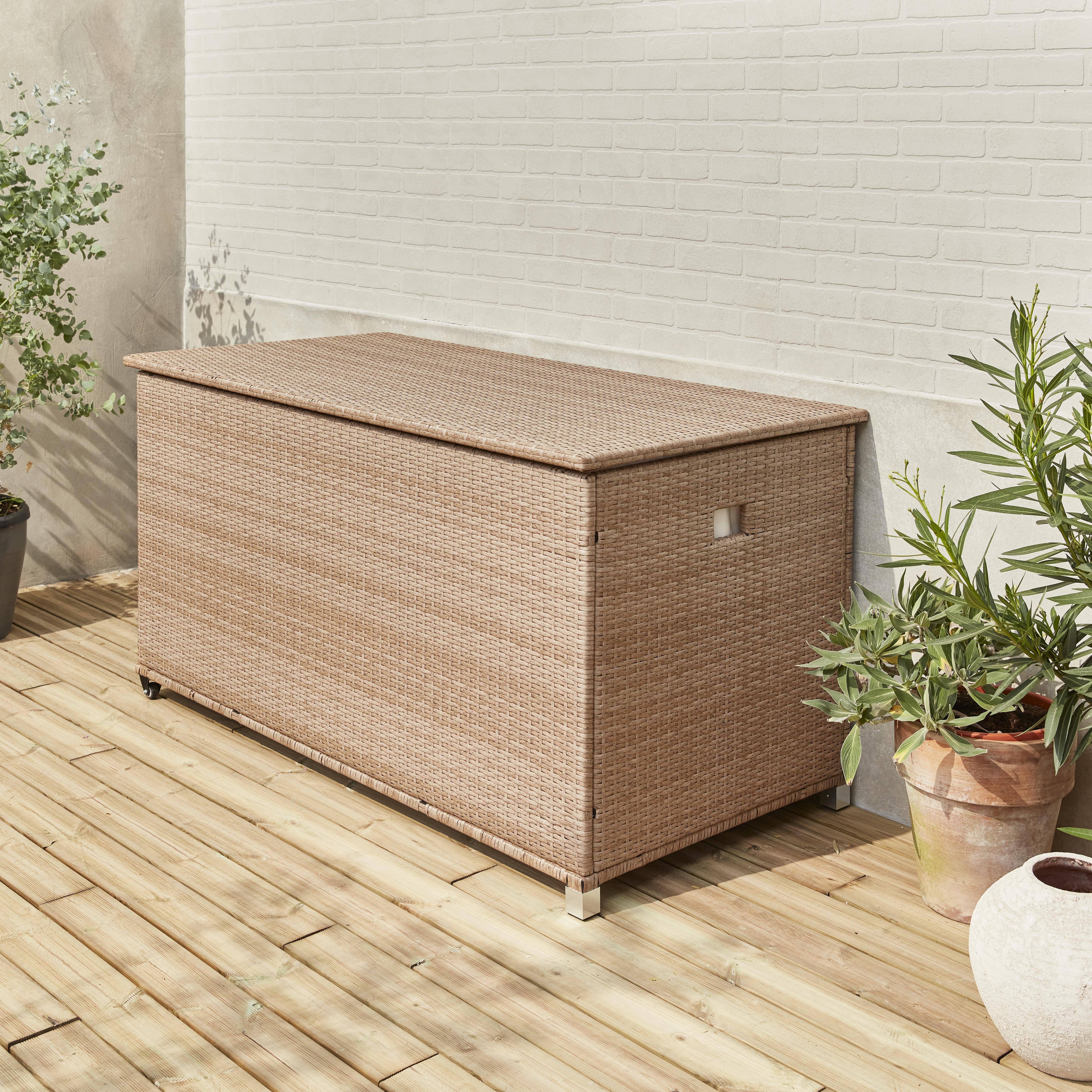 Cassapanca - Caja de jardín de resina tejida de 790L