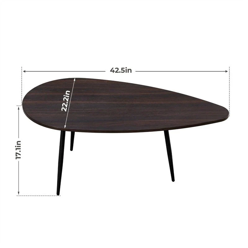 Unique Oval Coffee Table for Small Spaces - Dimensions: 22.2D x 42.5W x 17.1H