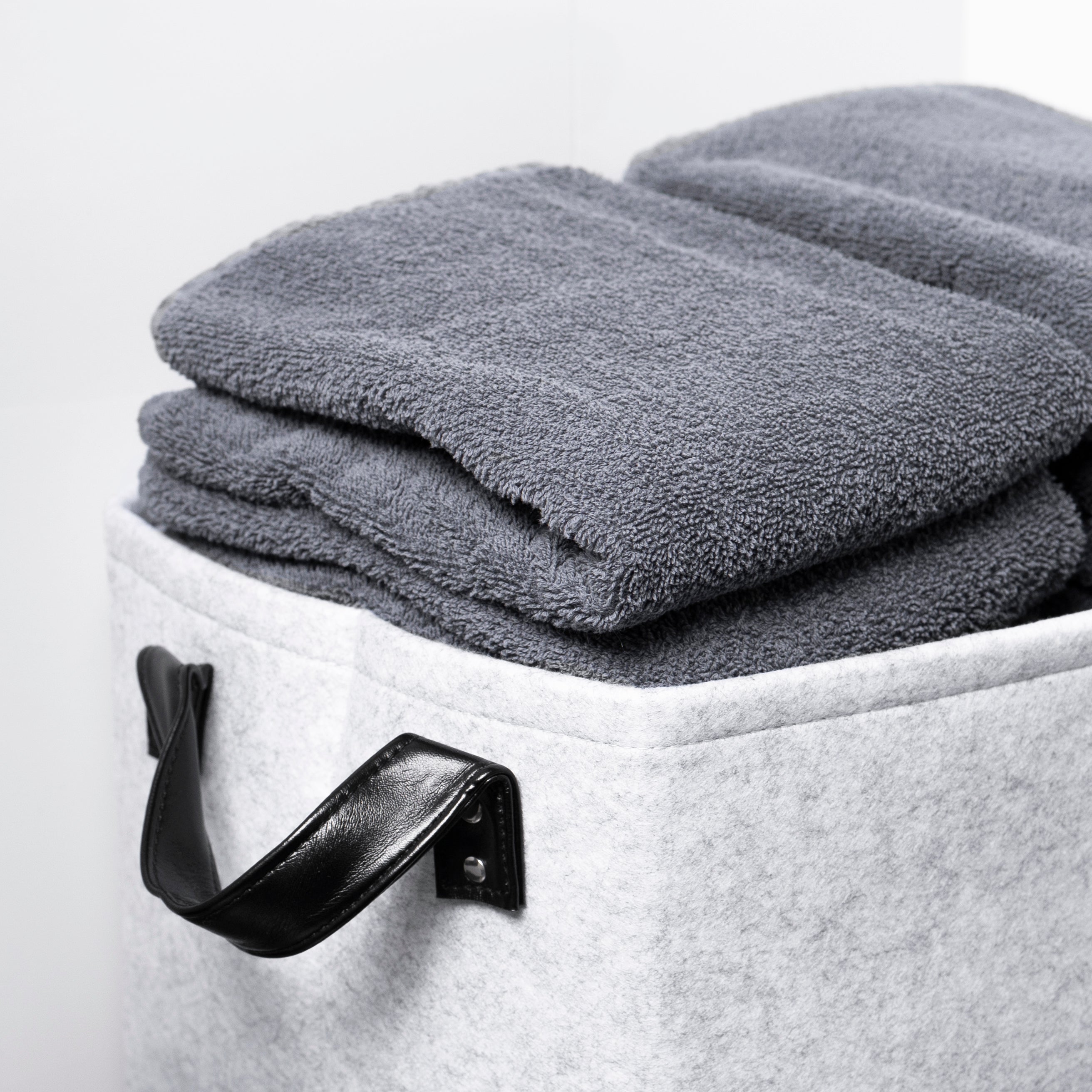 QUVIO Opbergmand Vilt - Grijs - Set van 2