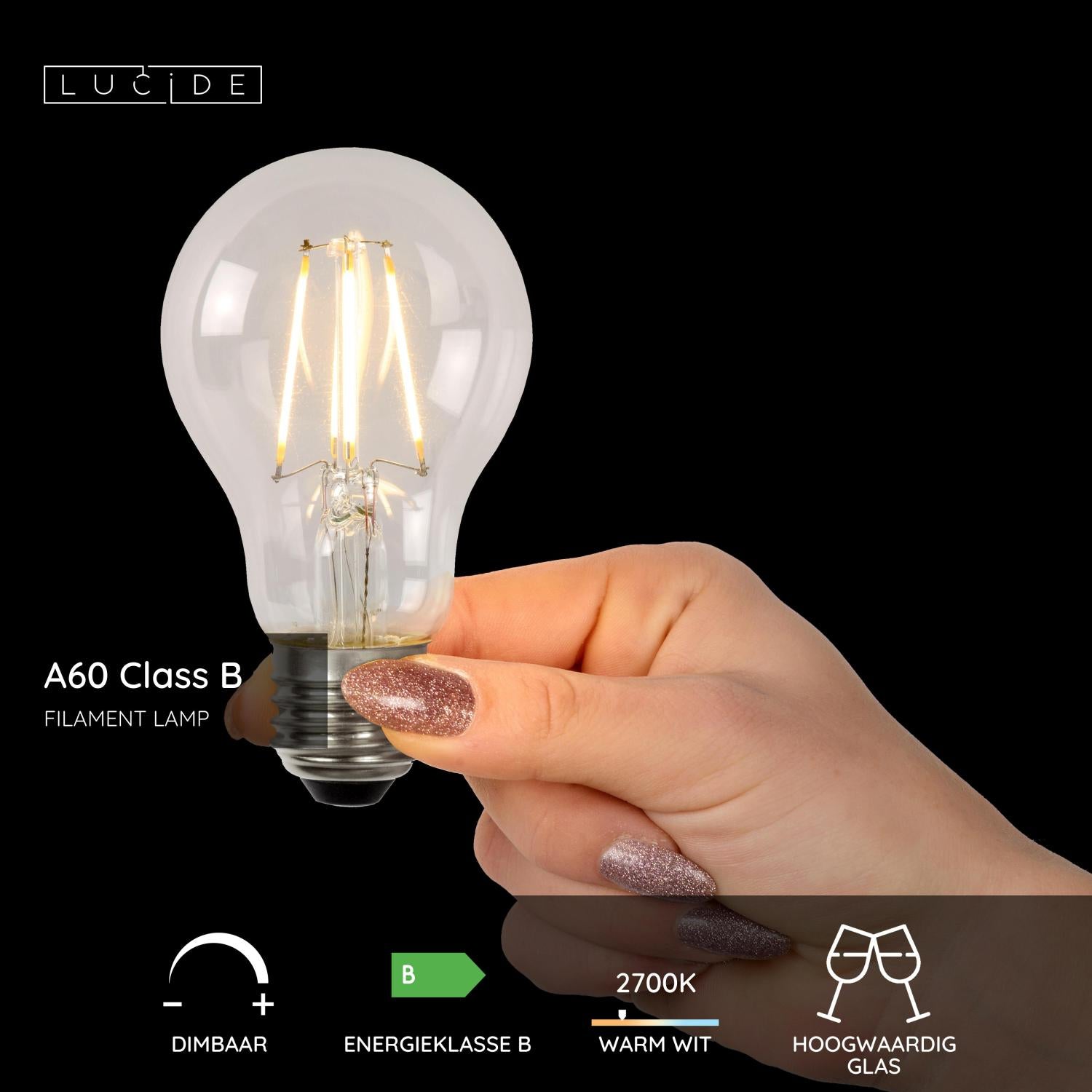 Lucide A60 Class B Filament lamp - Transparant (set van 4)