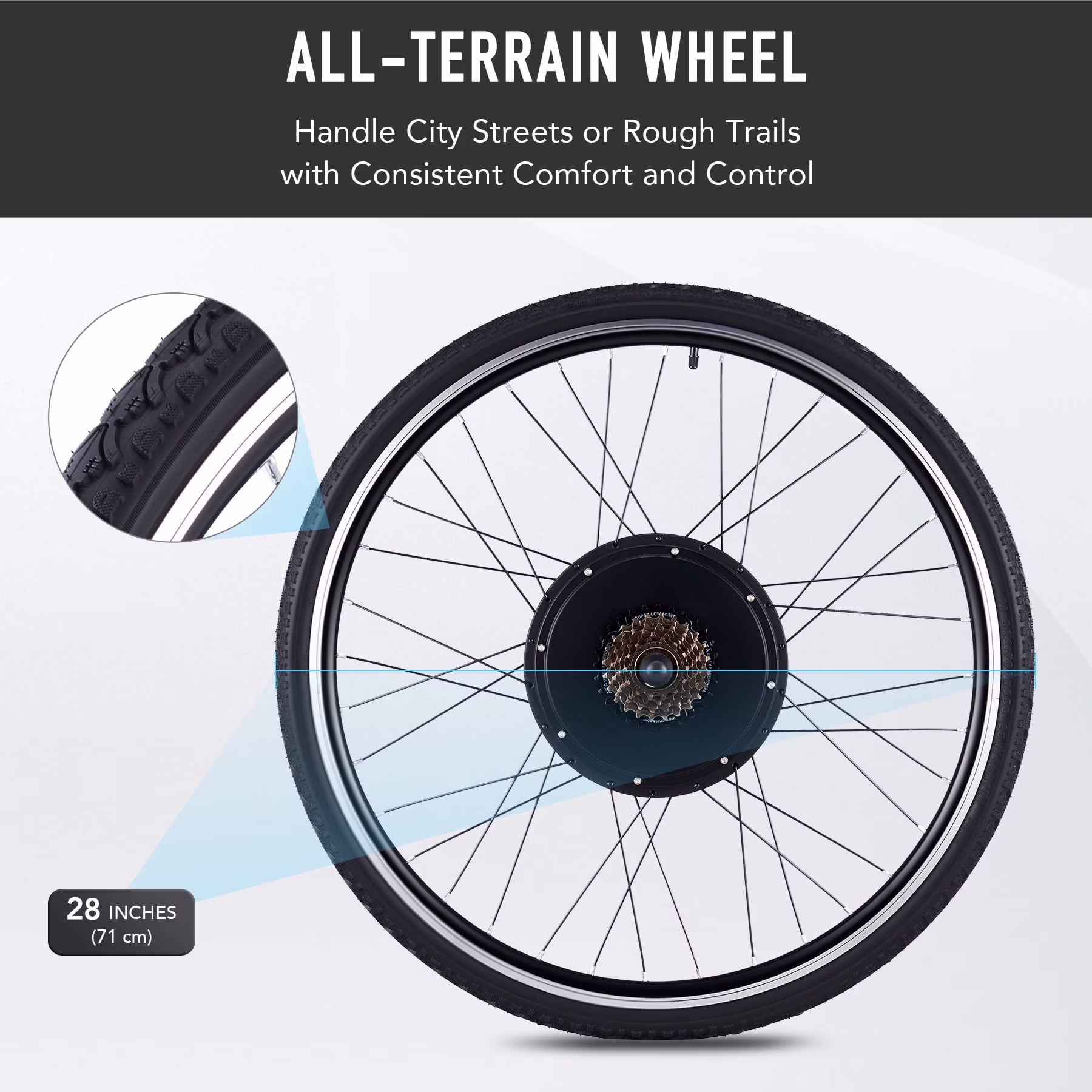 Viribus Electric Bike Conversion Kit 26" Rear Wheel 1000W Hub Motor LCD eBike DIY Set - Image 7