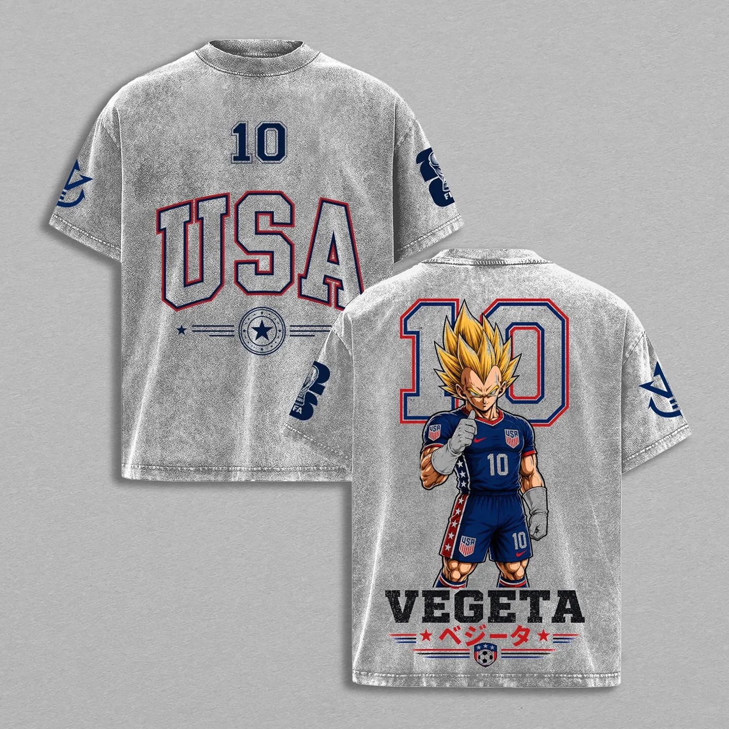 Vegeta Dragon Ball Z World Cup USA 2026 Unisex Washed T-Shirt
