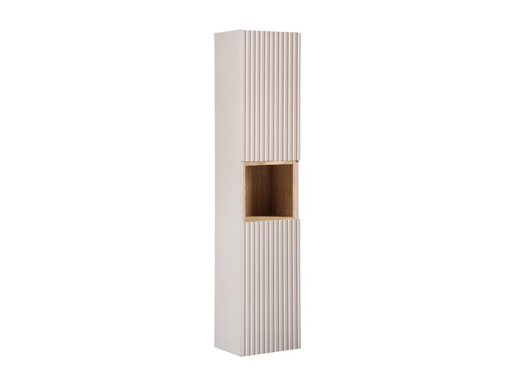 Conjunto de muebles con lavabo individual 80cm 2 puertas y columna Riva Cachemira y Madera