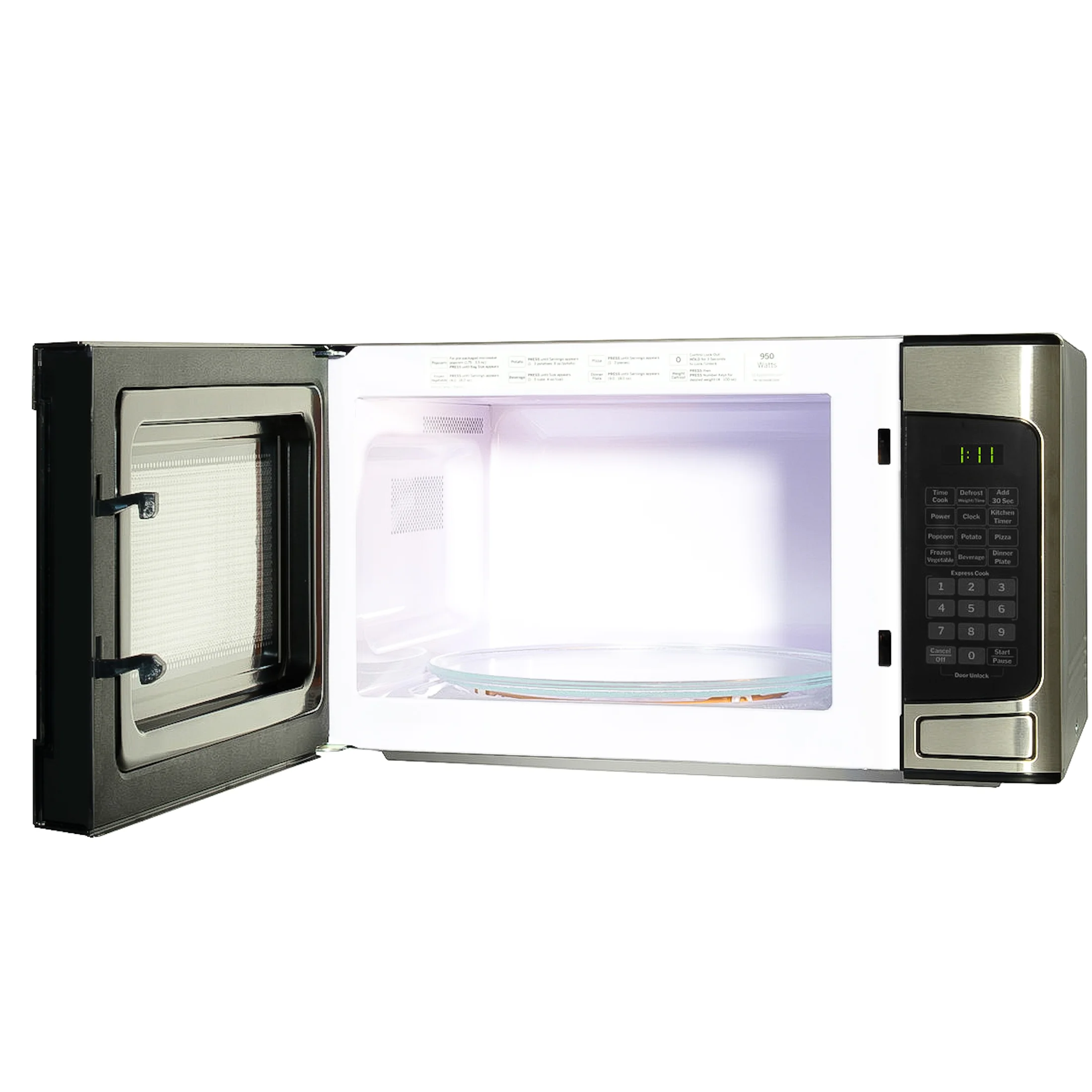 GE 1.1 Cu Ft Countertop Microwave Oven, 950W, Stainless Steel, One-Touch Cooking, Turntable, Auto Defrost, Child Lock, Model GCST11N1WSS - Image 3