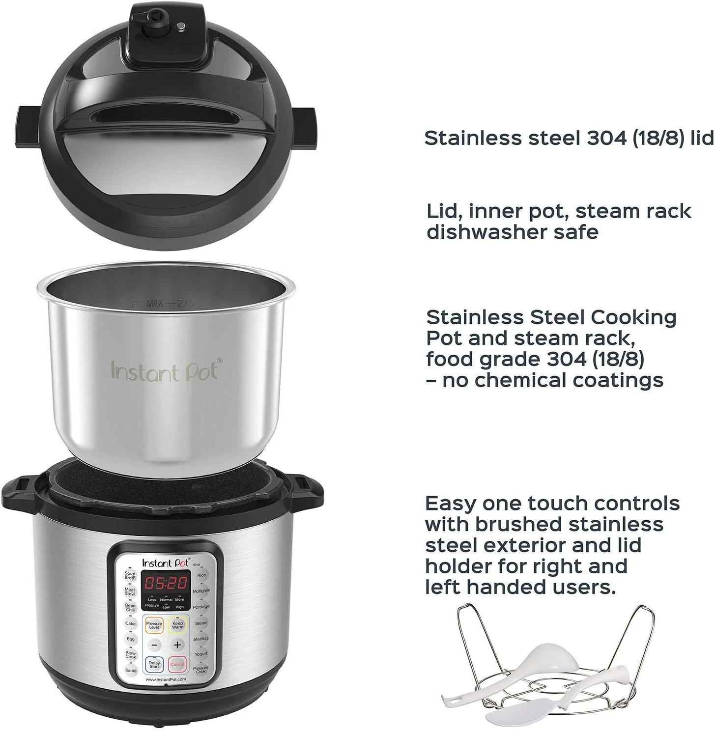 9-in-1 Multicooker, Pressure Cooker, Slow Cook, Rice Maker, Steamer, Sauté, Yogurt, Warmer & Sterilizer, Includes App With Over 800 Recipes, Stainless Steel, 6 Quarts