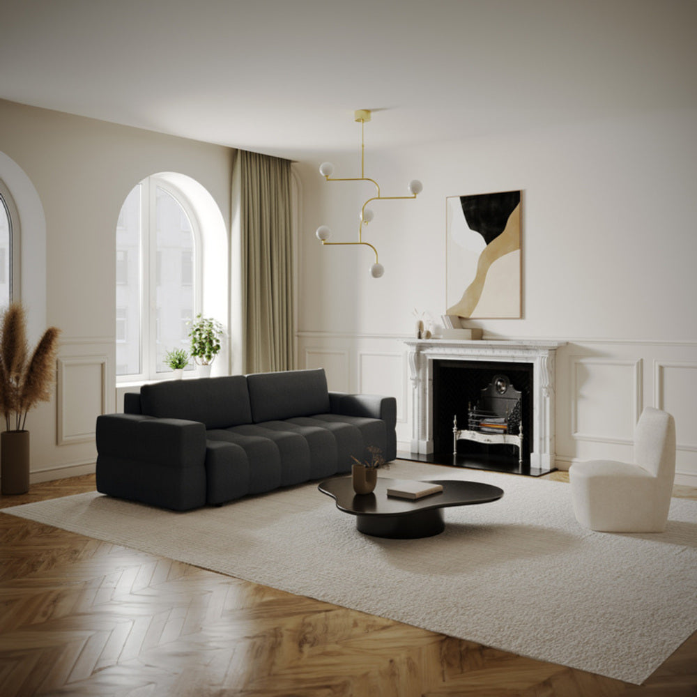 Rechte bank GABRIEL 4 personen Geweven stof Antraciet grijs