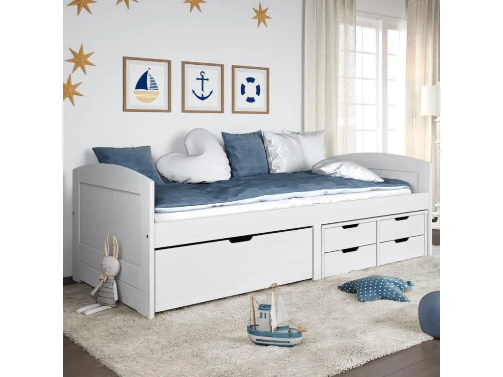 Sofá cama con 5 cajones Decopractico maciza Decopractico blanca Decopractico 90x200cm WMAQ18466