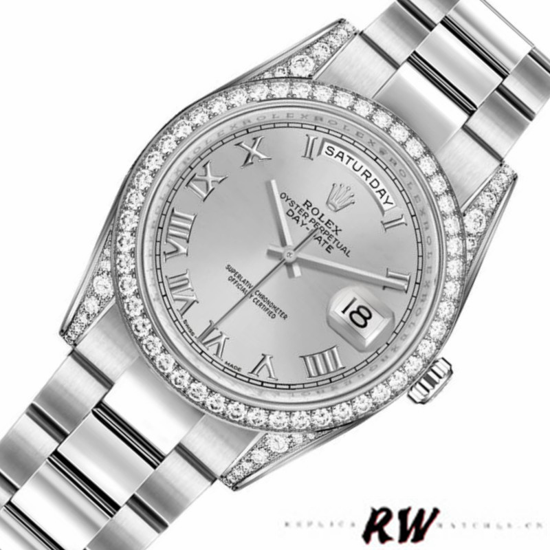 Rolex Day-Date 118389 Silver Roman Numeral Dial 36MM Unisex Replica Watch