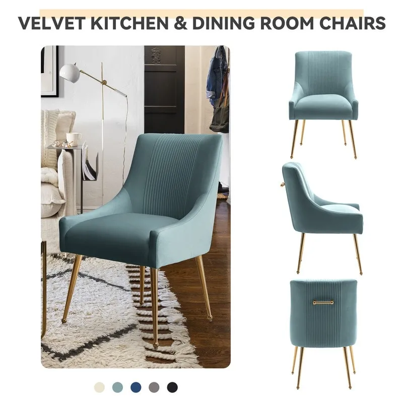 SEYNAR Set of 4 Modern Glam Boucle Velvet Dining or Vanity Chairs with Rear Handle