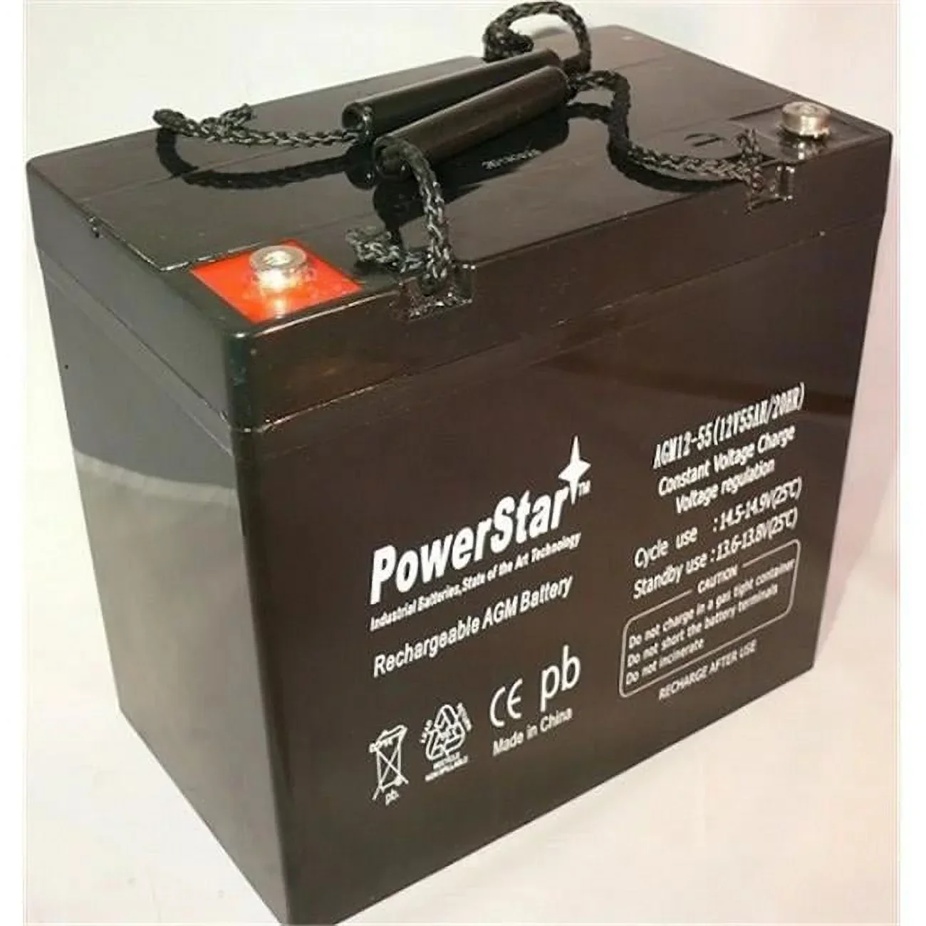 BatteryJack AGM12-55-202 High Current Battery, Black, 12 V 55Ah 1400 Watts NB-T5 - H00255-BLACK-00001